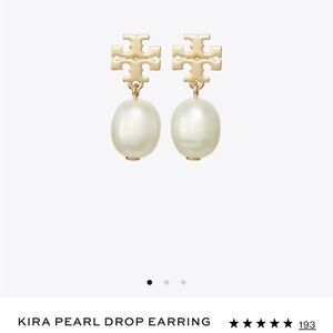 Tory Burch Kira Gold and Cream Pearl Earrings